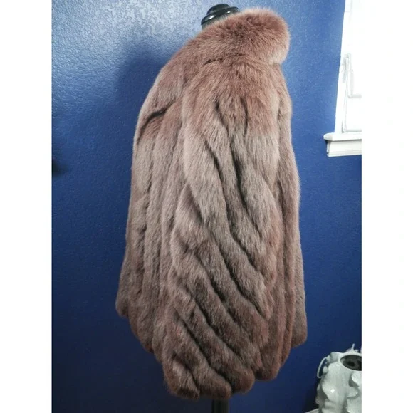 Beautiful Burgundy Maroon Dyed Fox Fur Coat Jacket